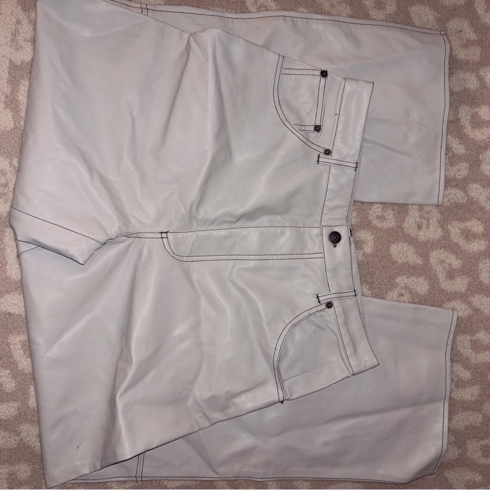 Free People The It Factor Vegan Leather Wide Leg Pants Off White Size 10 NWT - Picture 4 of 9